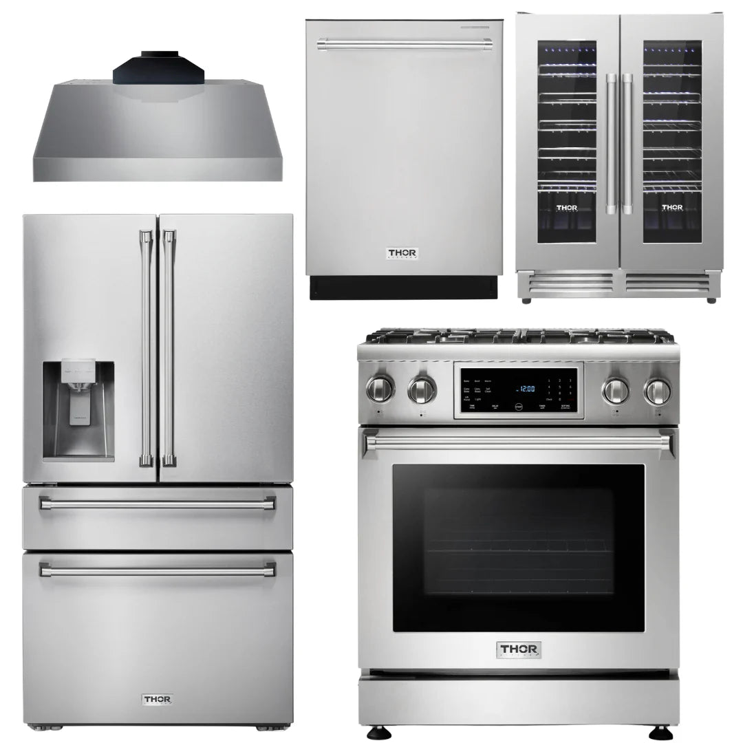 30 In. Propane Gas Range, Range Hood, Refrigerator, Dishwasher, Wine Cooler X78270