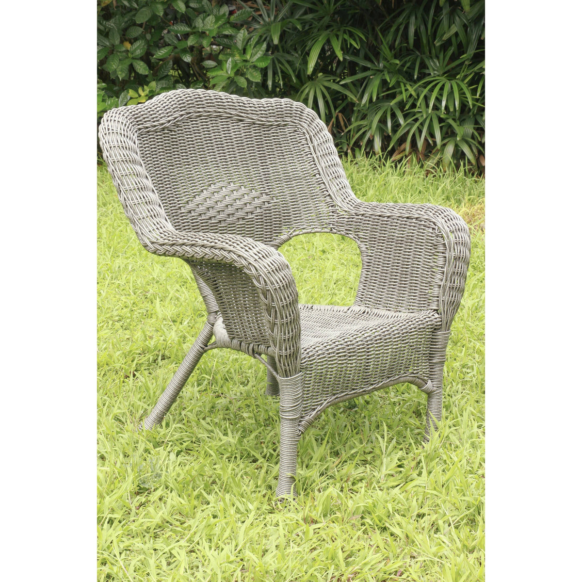 Antique Black Resin Wicker Patio Chair V635561