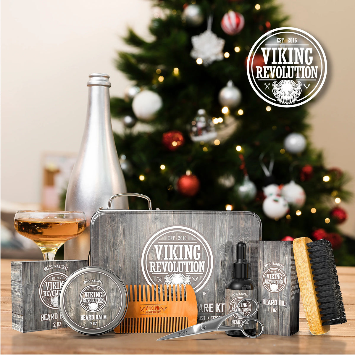 Beard Care Kit with Beard Balm, Beard Oil, Scissors P828938