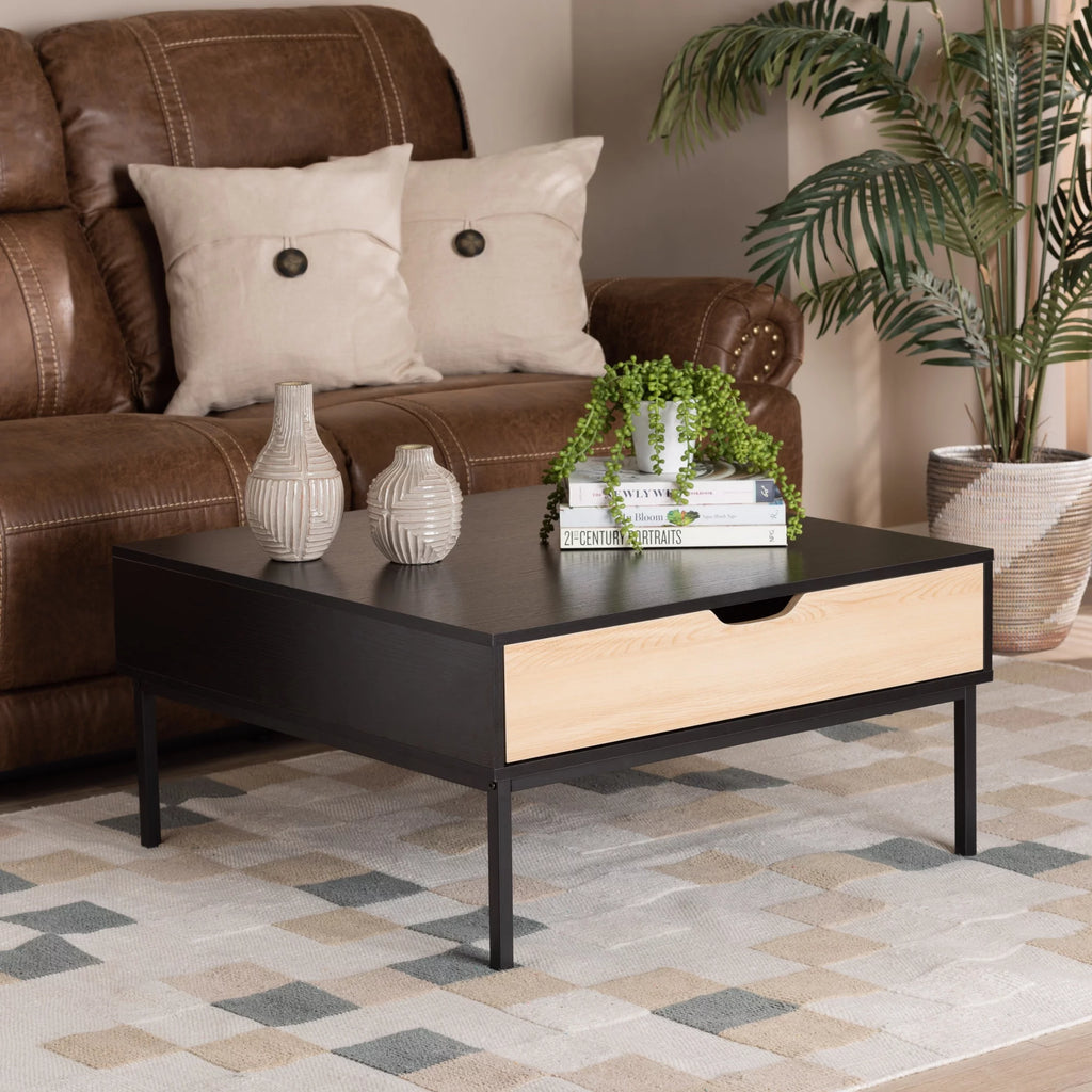 Modern Wood and Metal Square Coffee Table R7145