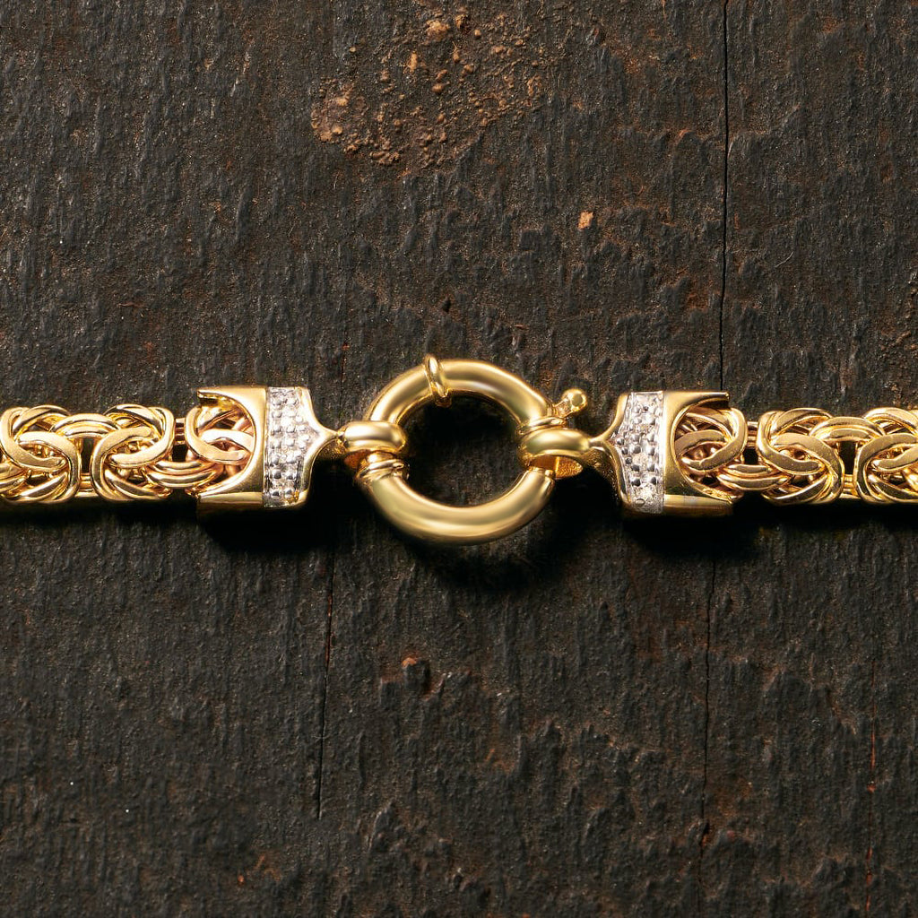 14kt Yellow Gold Byzantine Bracelet With Diamond Accents B522