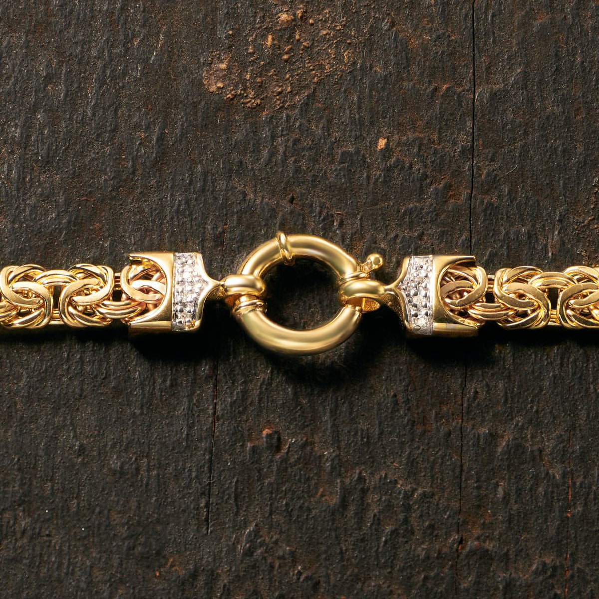 14kt Yellow Gold Byzantine Bracelet With Diamond Accents B522