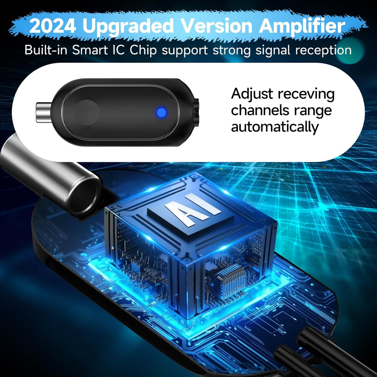 Digital TV Antenna with Amplifier Signal Booster and Coaxial Cable X8108