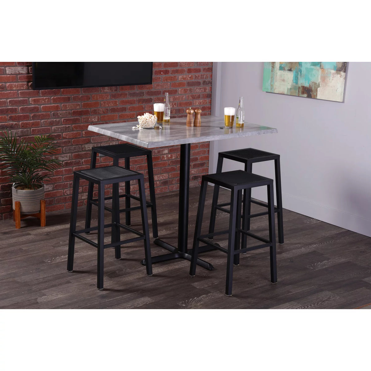 42" Black Square Table with White Ash Top K418206