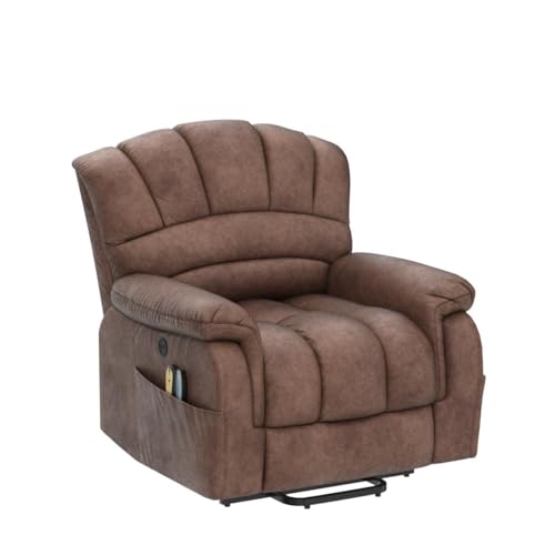 Large Power Lift Recliner Chair with Massage and Heat, Extra Wide Oversized Electric Recliner, 350lbs Capacity (Brown) N530
