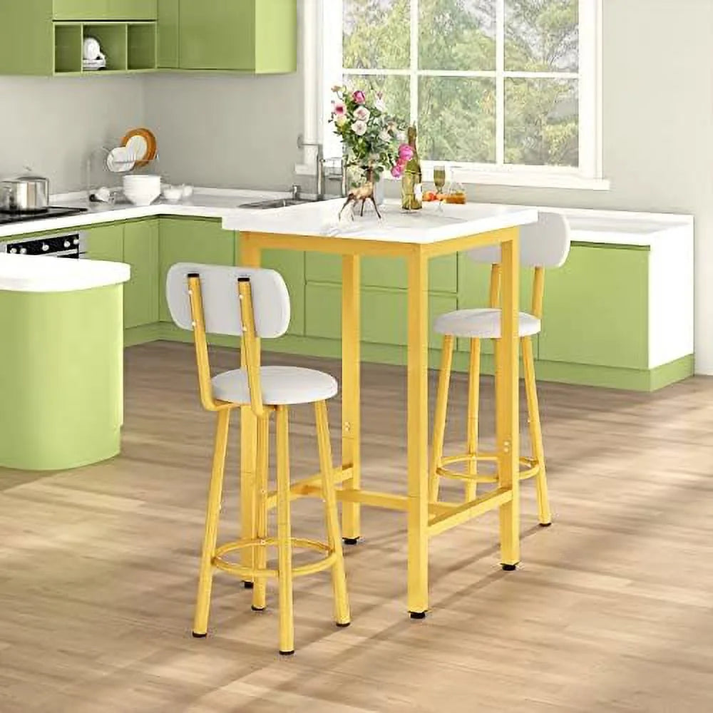 39.4” Dining Table Set for 2 with 2 PU Leather Stools X98546