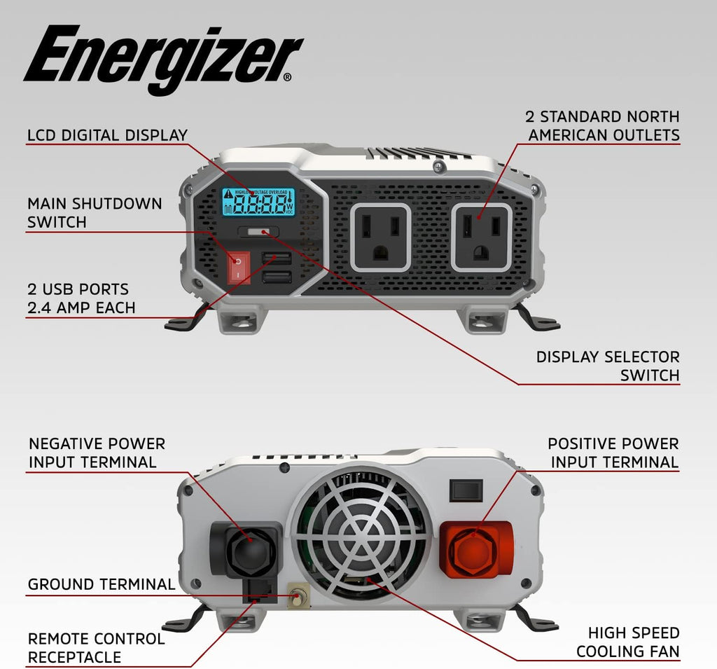 1500 Watts Power Inverter, 12v to 110v, Two AC Outlets, Two USB Ports G7161