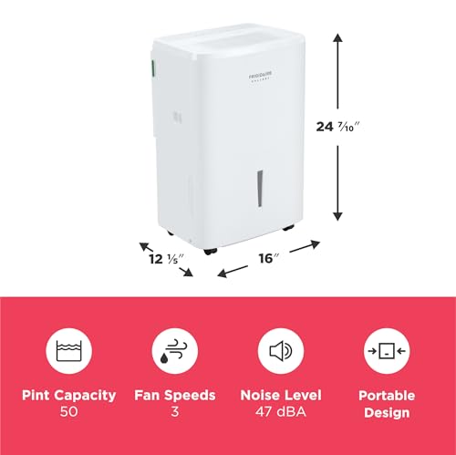 50-Pint Portable Dehumidifier with Wi-Fi, White D686