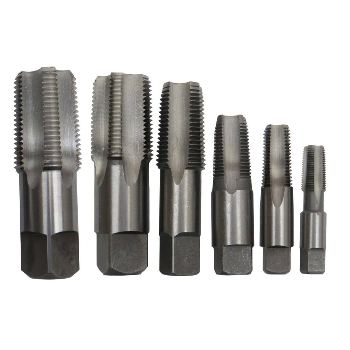 6 Piece High Speed Steel NPT Pipe Tap Set Q578
