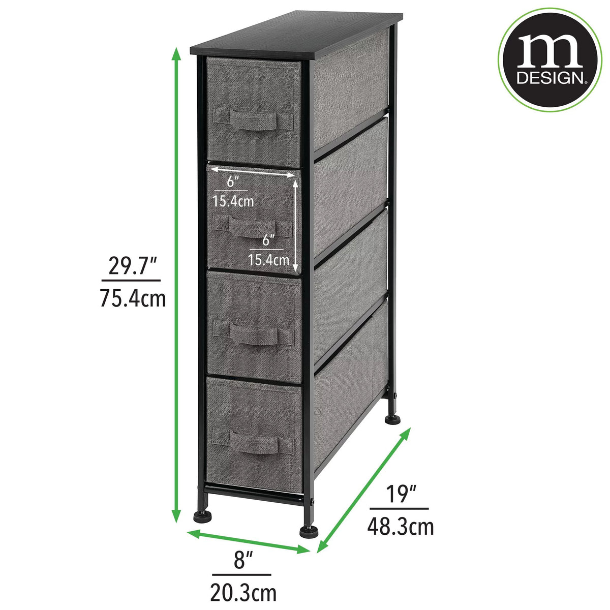Narrow 4 Fabric Drawers Dresser Q23813