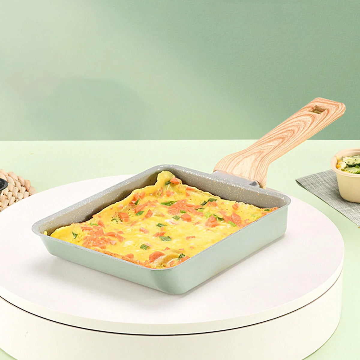 Green Non Stick Rectangle Skillet Q8932