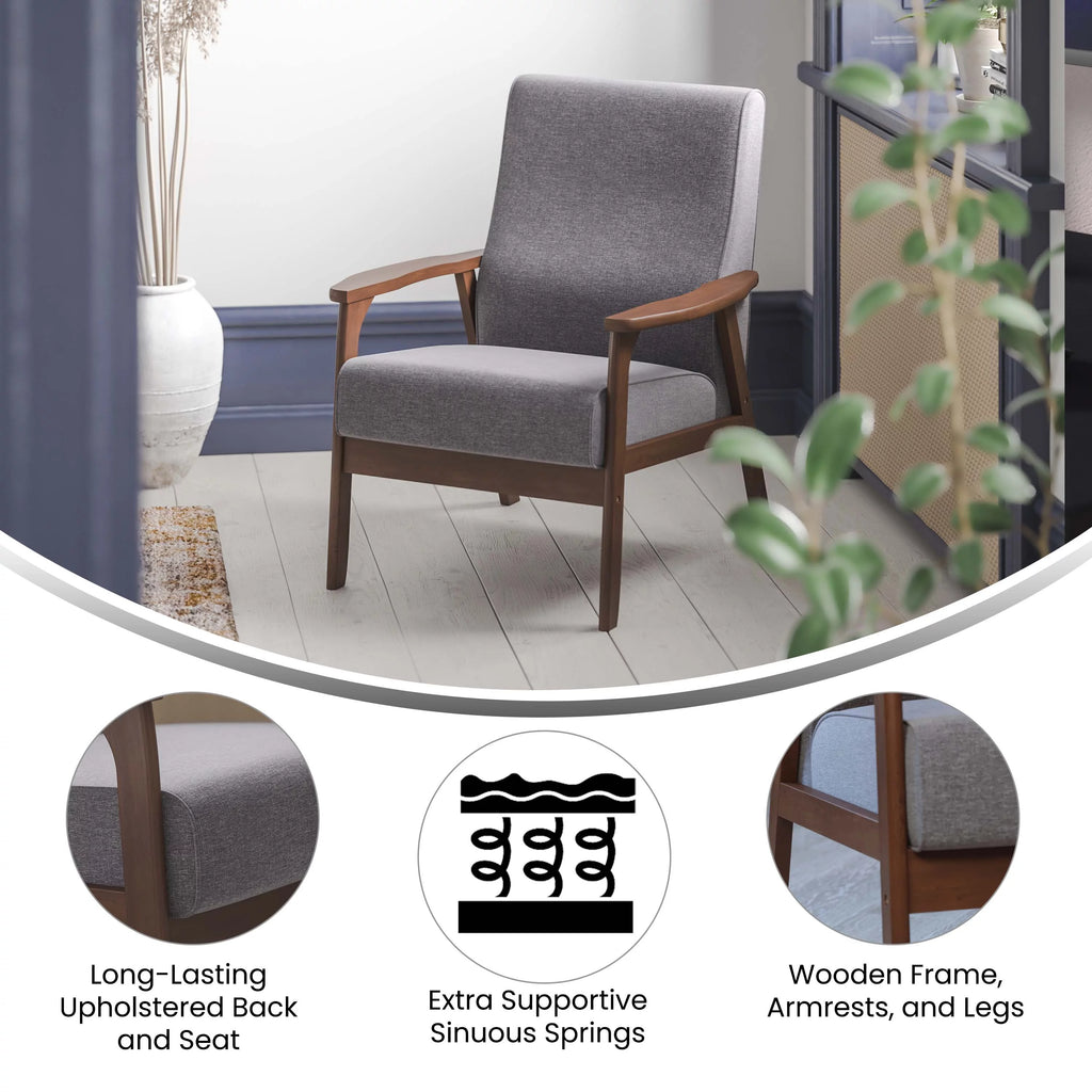 Dark Gray Faux Linen Living Room Chair Z663