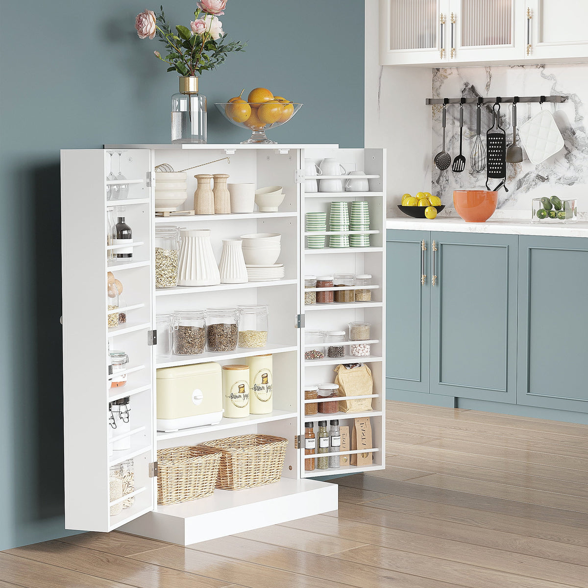 White 2 Door Storage Cabinet with Adjustable Shelves P474975