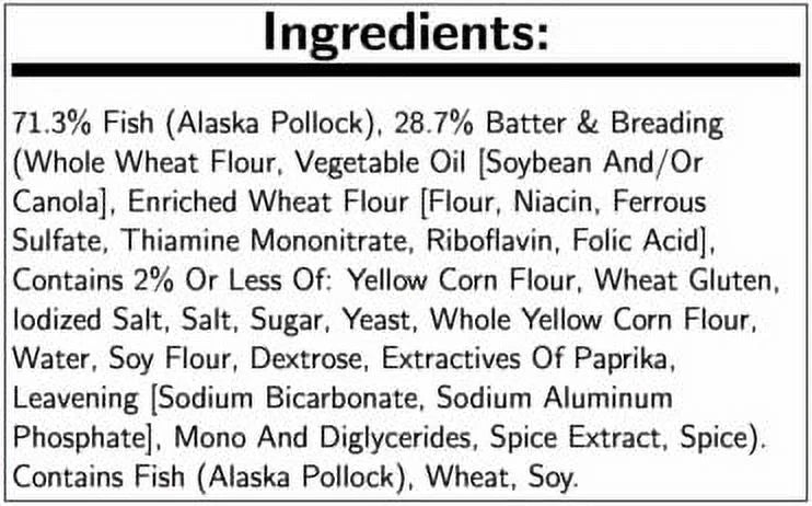 Alaskan Whole Grain Breaded Pollock, 3.6 Ounce D319