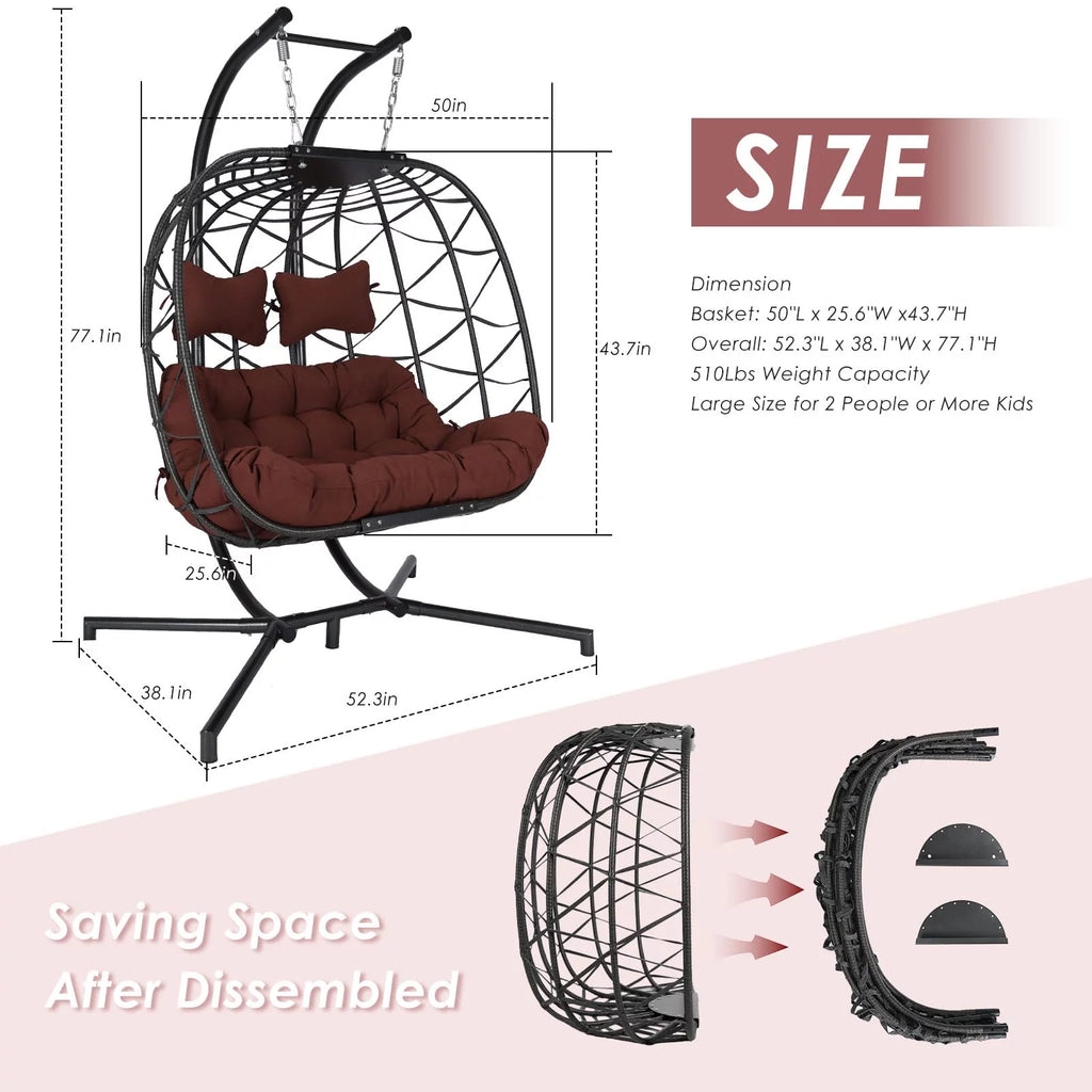 2 Seater Gray Swing Chair with Stand Y343
