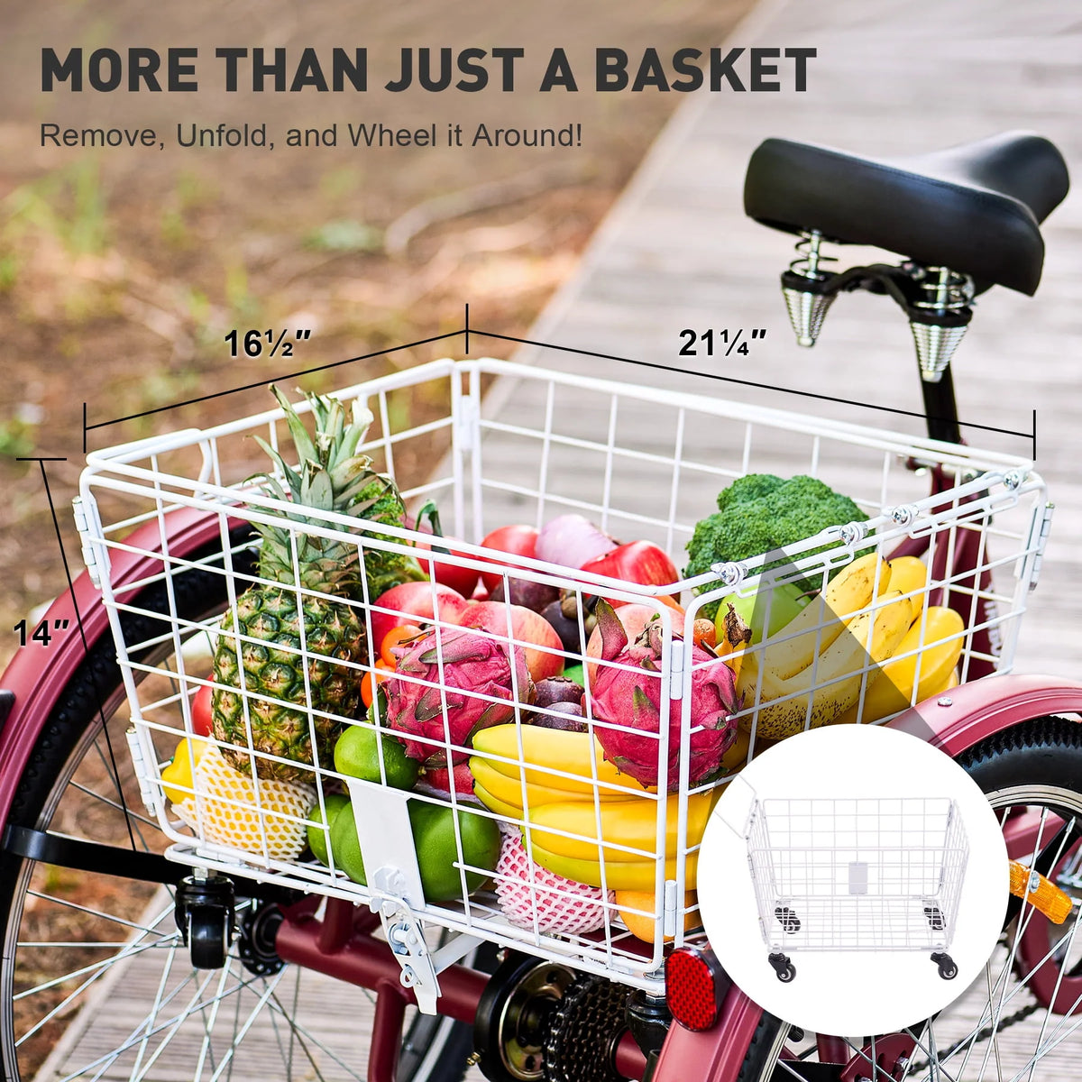 24 Inch 7 Speed Adult Trike with 2 Baskets Matte Gray D818