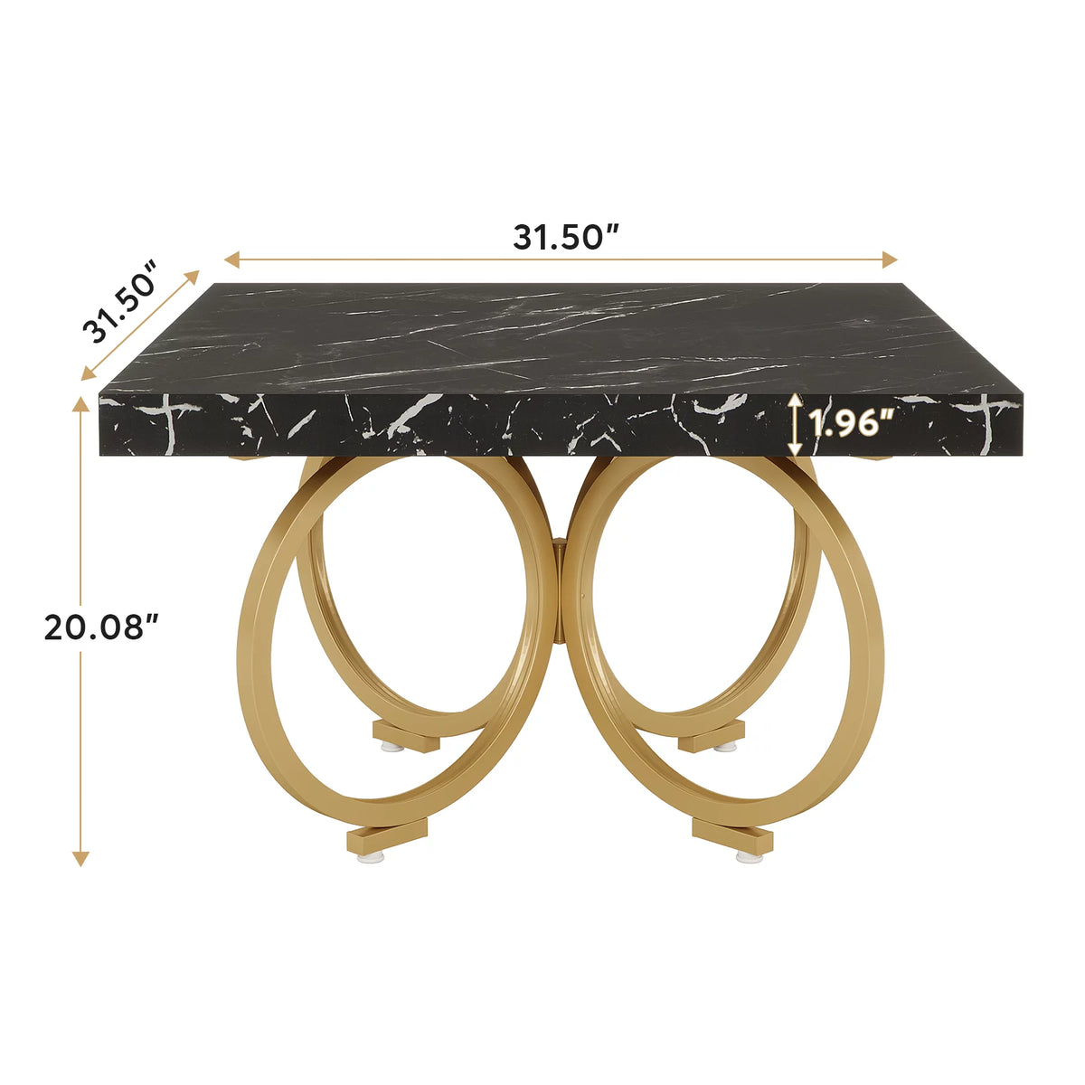 31.5 Inch Square Black Faux Marble Coffee Table J4859