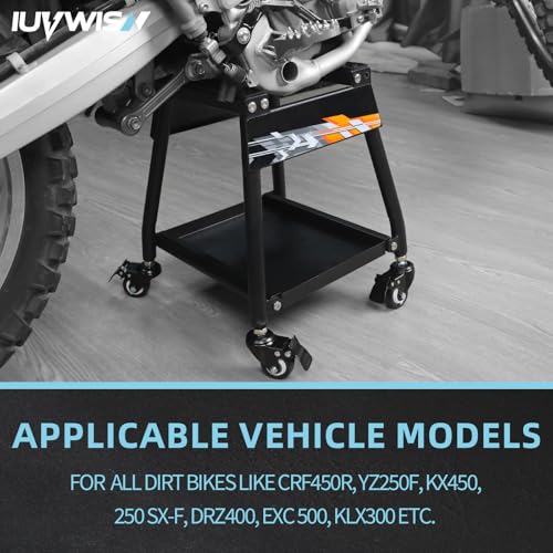 Black Movable Dirt Bike Stand with Wheels O9587