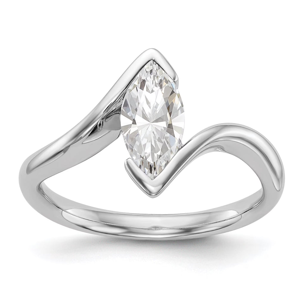 0.25ct CZ Solid 14k White Gold Marquise Bezel Solitaire Engagement Ring Q753859
