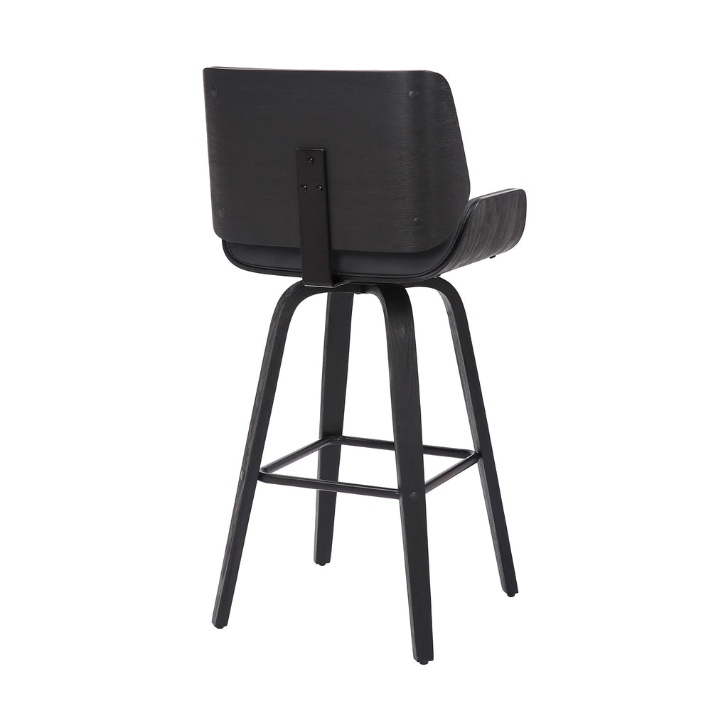 Faux Leather Wood Swivel Counter Stool in Gray/Black W363