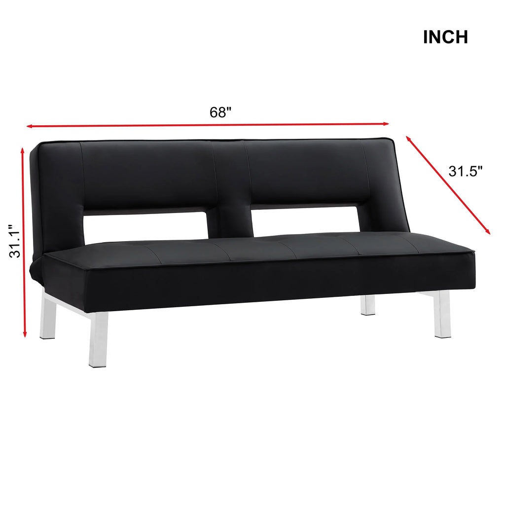 Black Pu Futon Sofa Bed S522
