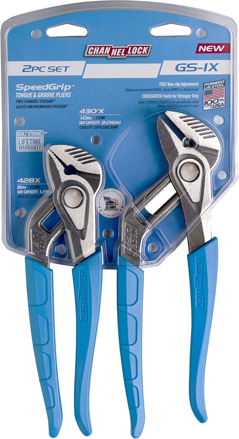 2pc Tongue & Groove Pliers Set, Forged High Carbon Steel Y19689