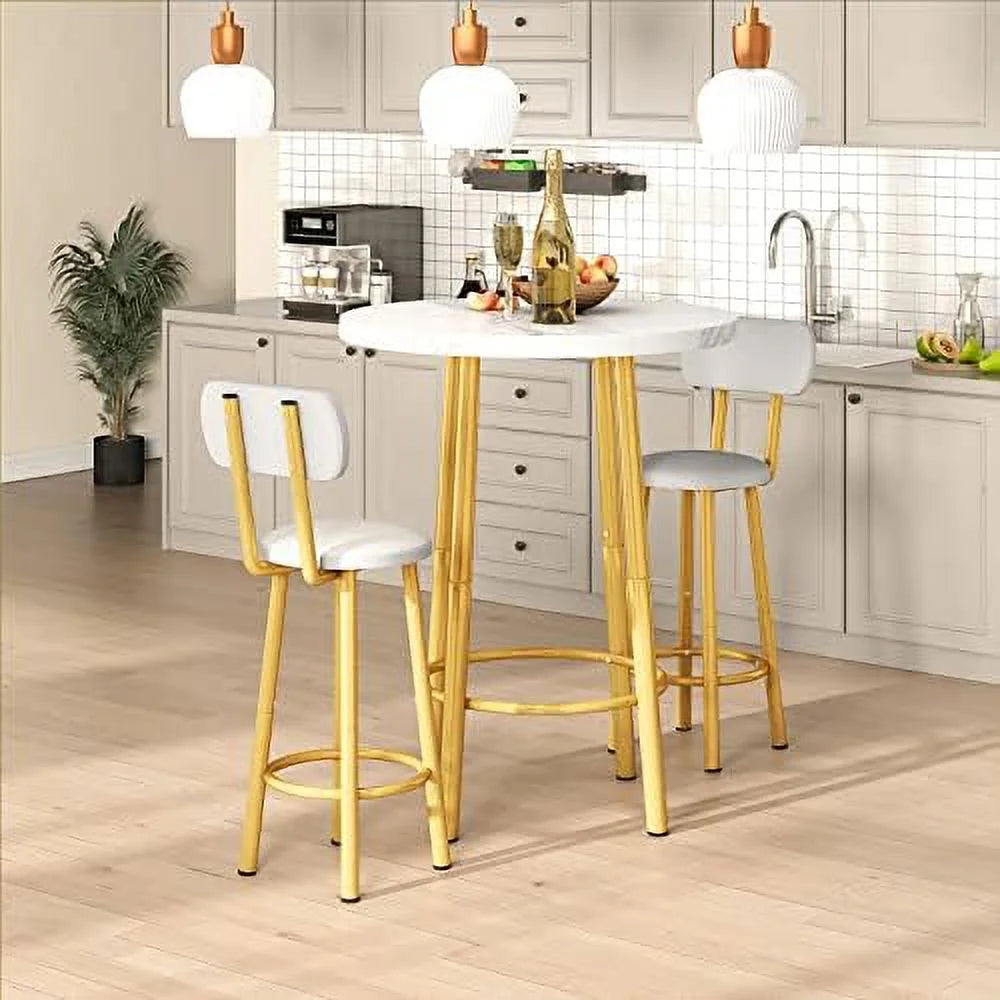 39.4” Dining Table Set for 2 with 2 PU Leather Stools X98546