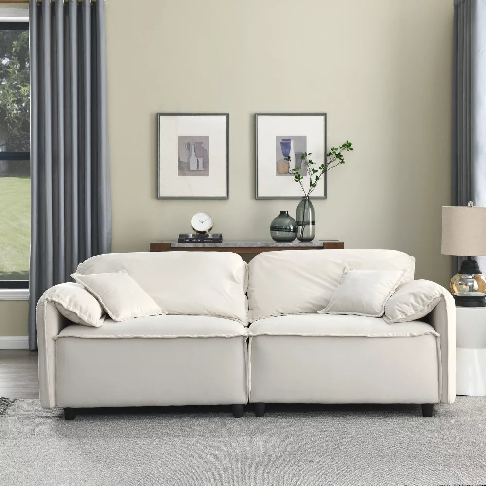 Beige Velvet 2 Piece Modular Sofa Set B2276