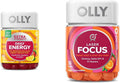 Extra Strength Daily Energy Gummy with Vitamin B12, CoQ10, Goji Berry, 60 Count & Laser Focus Gummy with Ginseng, Alpha GPC, 36 Count A5047