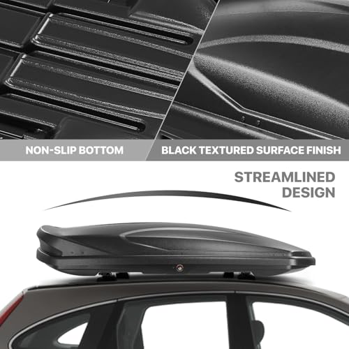 Rooftop Cargo Box Carrier Car Top Storage Case, 110 Lbs, 53" L x 34" W x 15" H, 11 17 Cubic Ft., Textured Black R55292