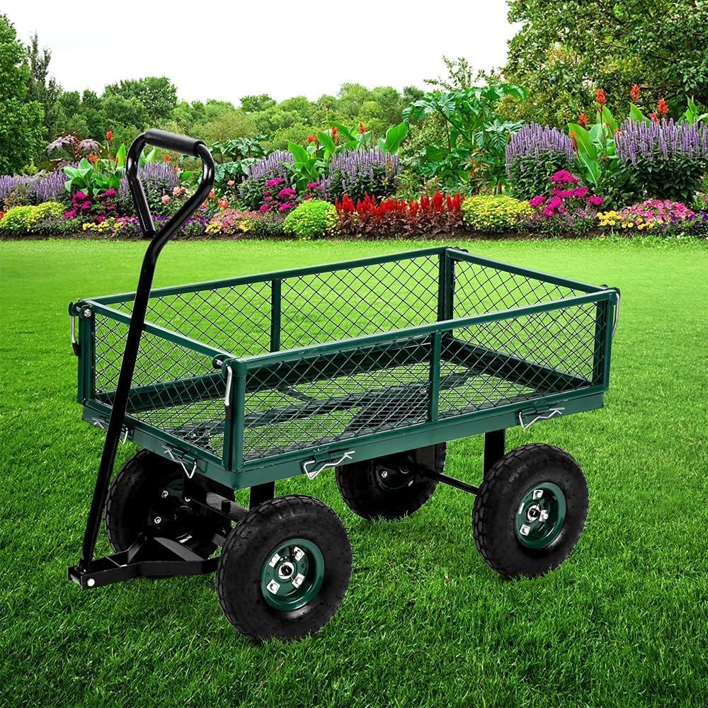 Heavy Duty Utility Wagon Garden Cart with Removable Sides, 400lb Weight Capacity, Folding Collapsible Wagon V12375