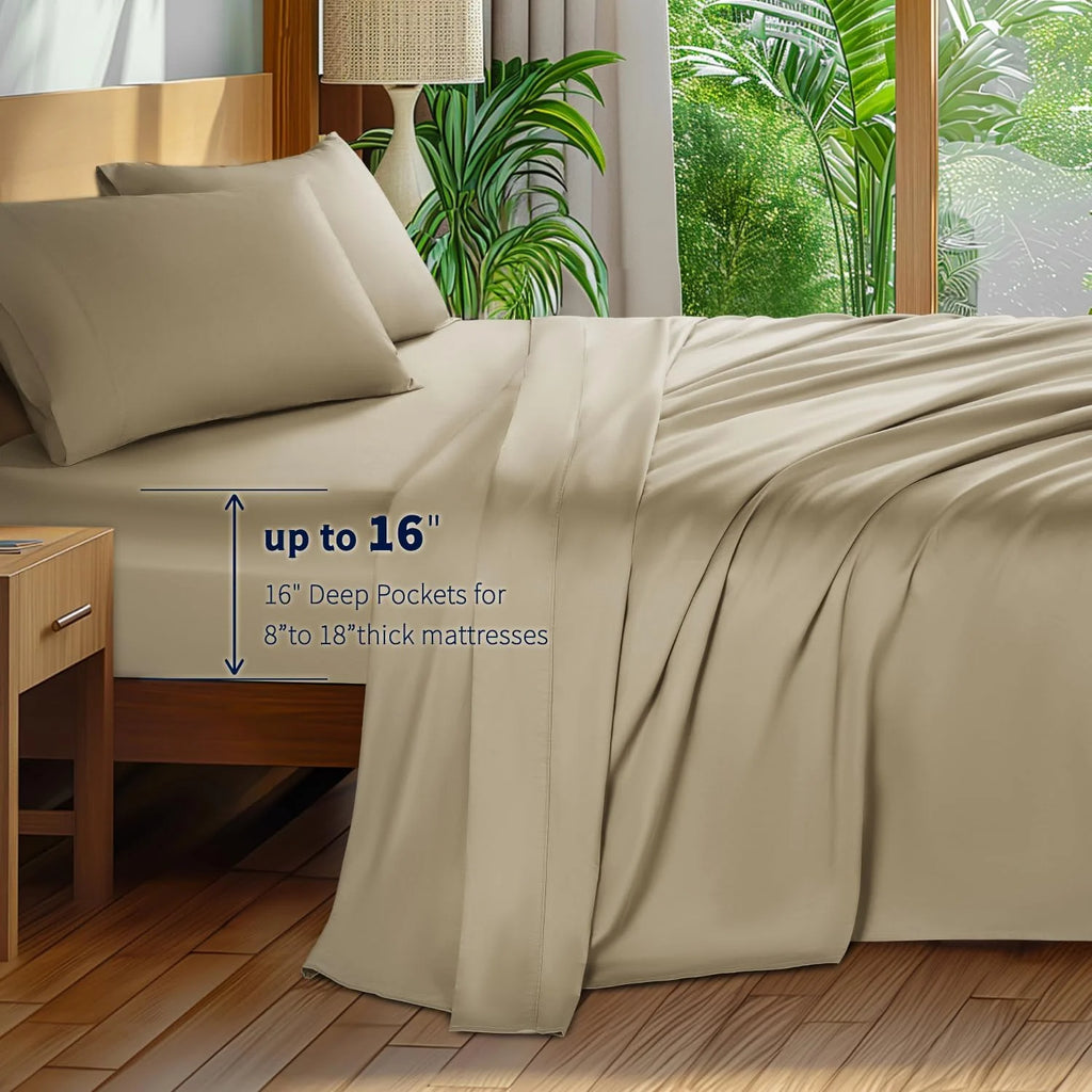 King Size 4-Piece 100% Egyptian Cotton Sheets Set R44687