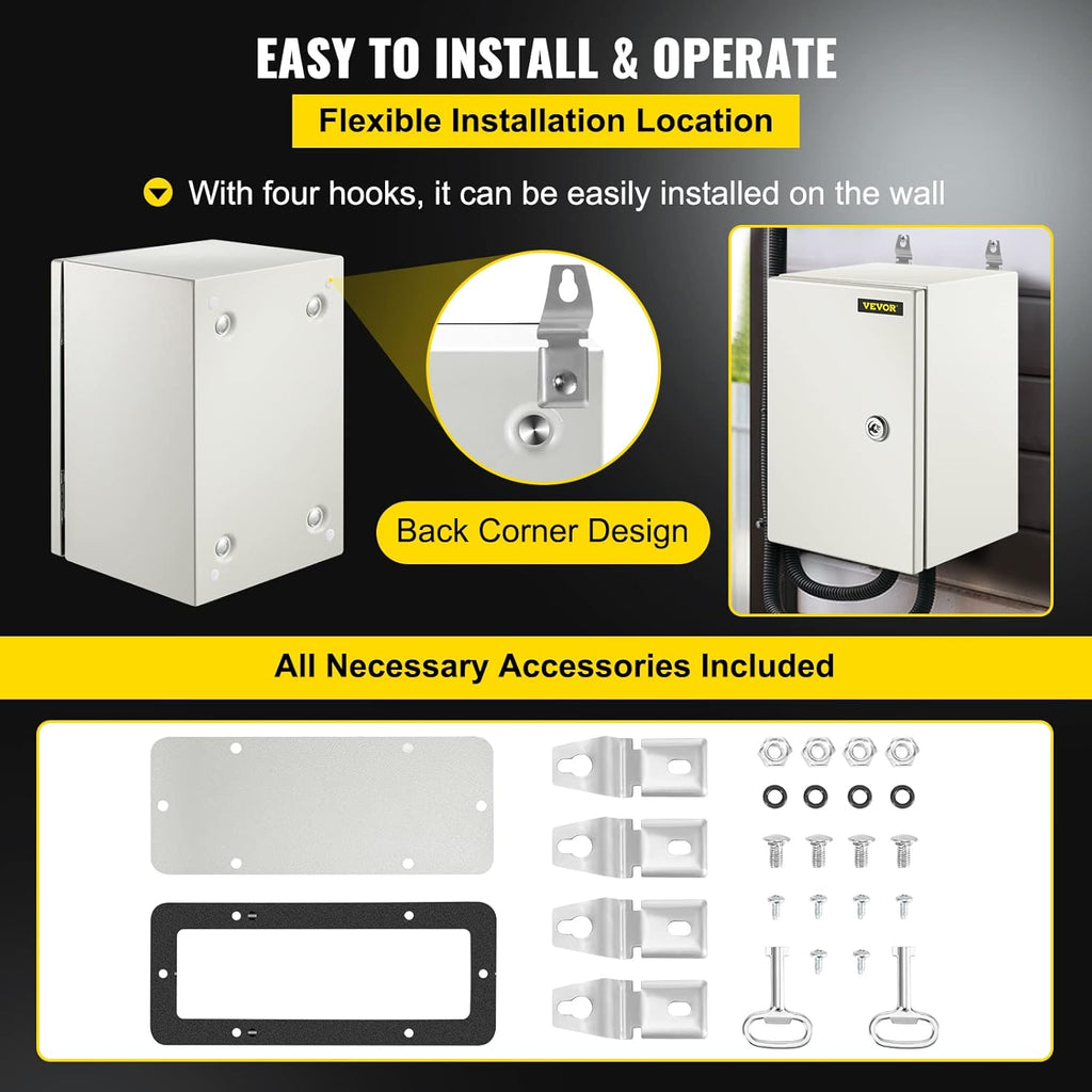 NEMA 4X Steel Electrical Enclosure, 12 x 8 x 8'' IP66 Waterproof N477733