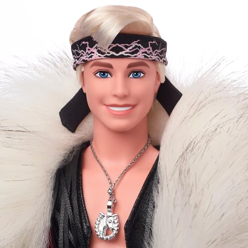 Collectible Ken Doll with Faux Fur Coat and Black Fringe Vest G491376