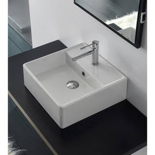 15-3/4 inch White Ceramic Bathroom Sink T45207