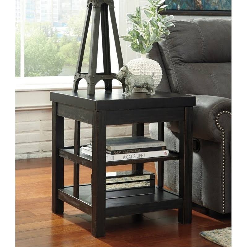 Rubbed Black Square End Table L68907