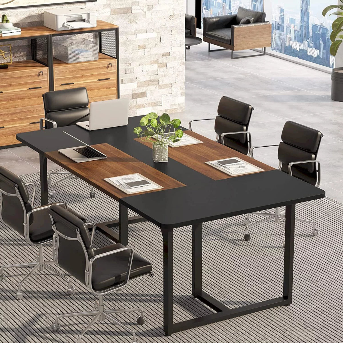 6FT Wood Metal Meeting Table Z68986