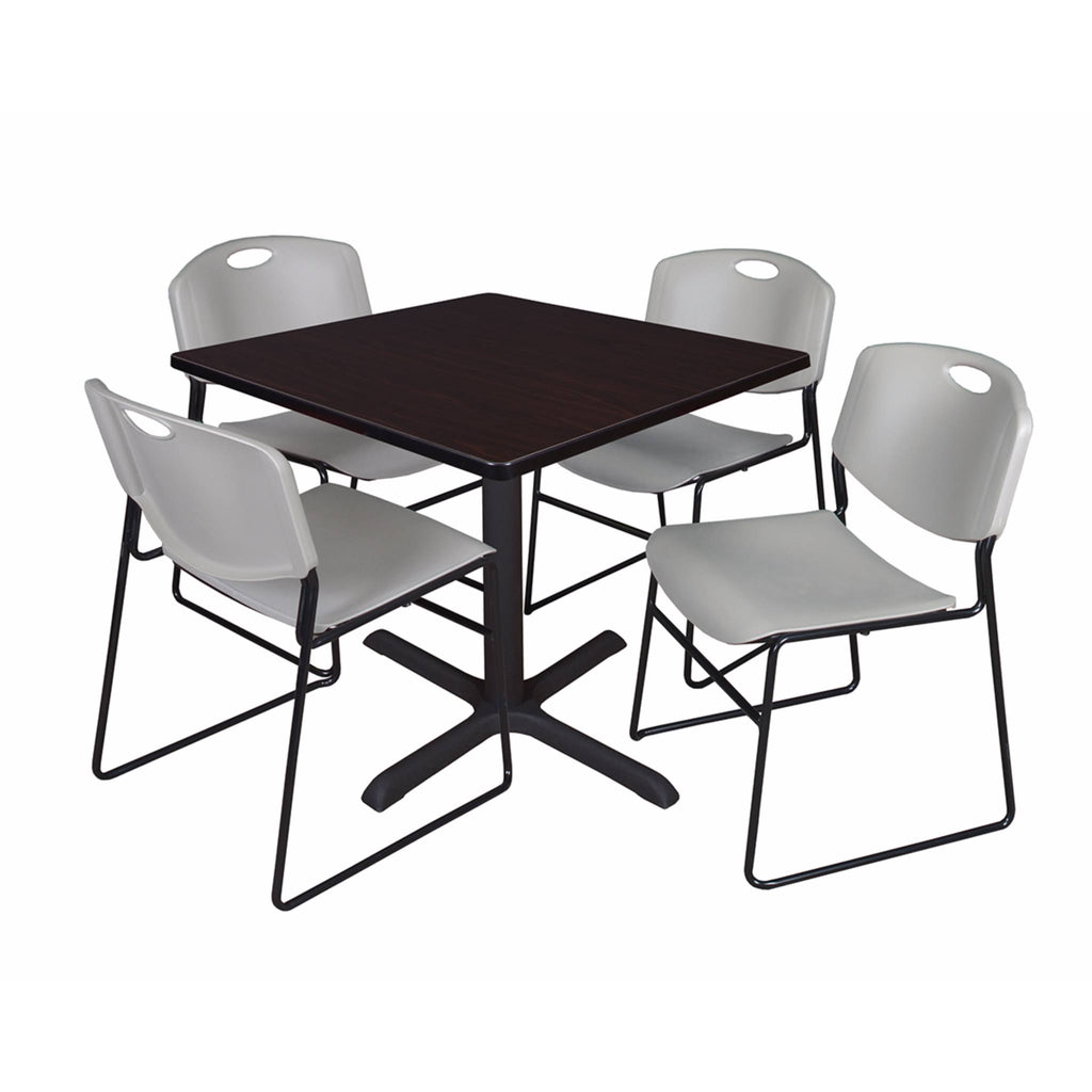 36x22 Square Breakroom Table with 4 Stack Chairs Y98305