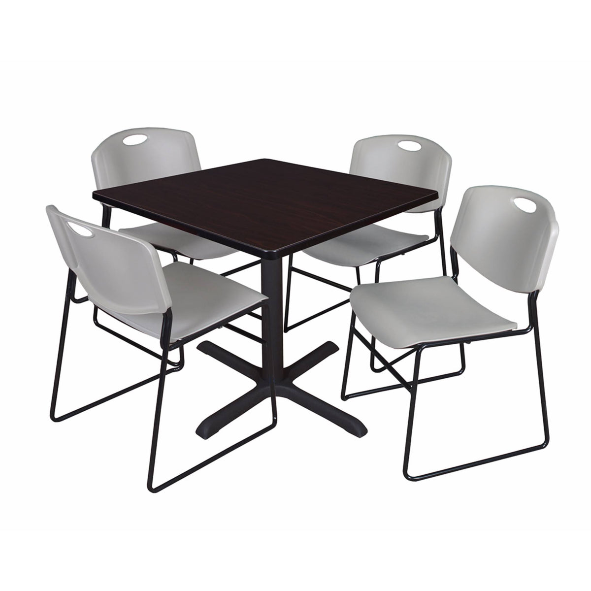 36x22 Square Breakroom Table with 4 Stack Chairs Y98305