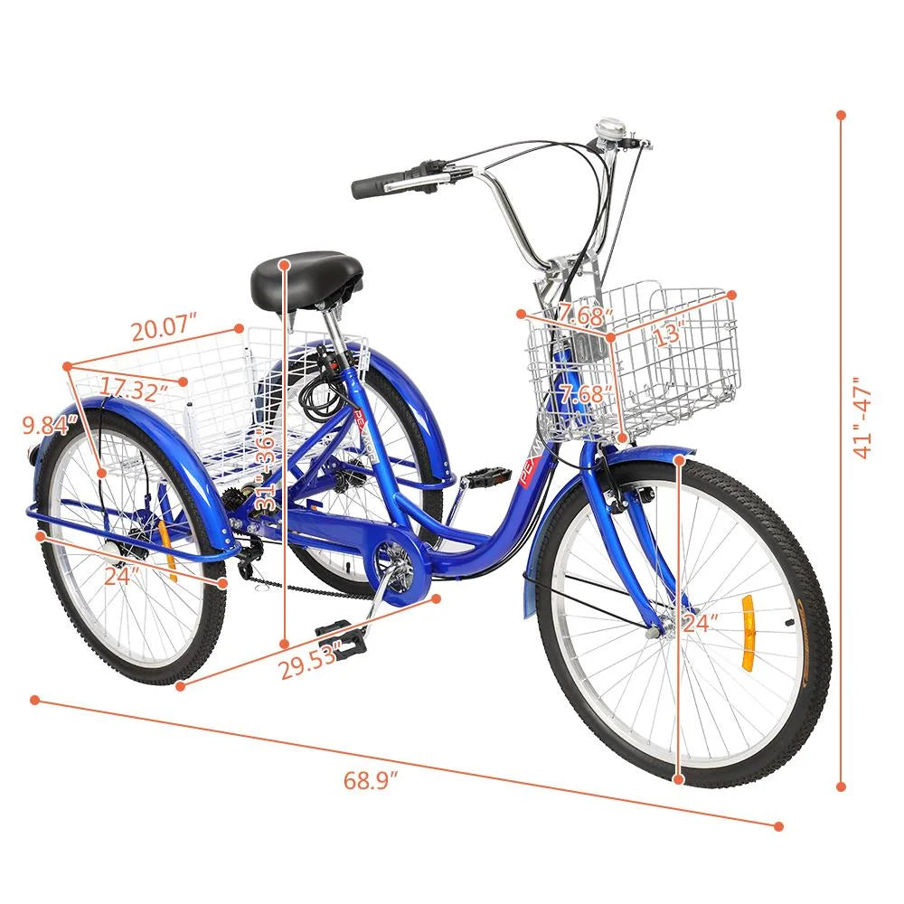 Blue 24-Inch Adult Tricycle I816