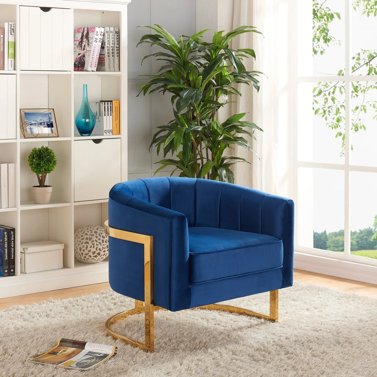 Green Velvet Accent Chair with Stainless Steel Base Z90284