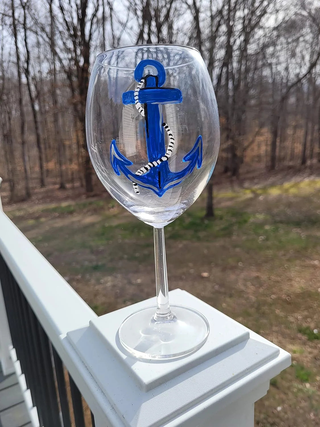 Set Of 2 Hand Painted Stemmed Wine Glasses R251