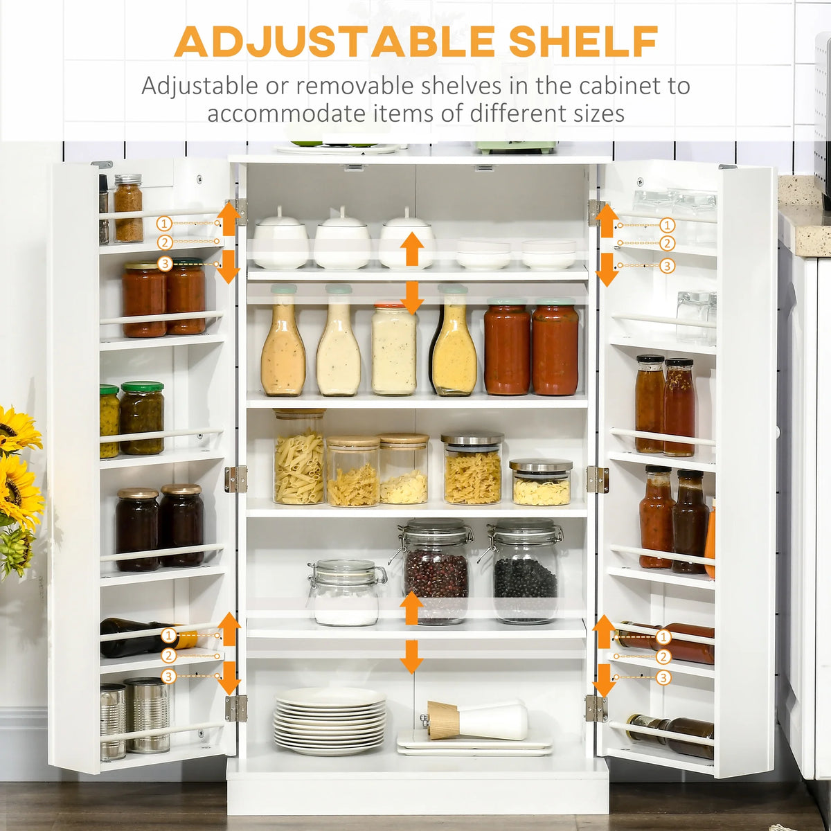 White 2 Door Storage Cabinet with Adjustable Shelves P474975