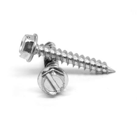 18-8 Stainless Steel Sheet Metal Screw Slotted Hex Washer Head Type AB Pk 2000 Y51738