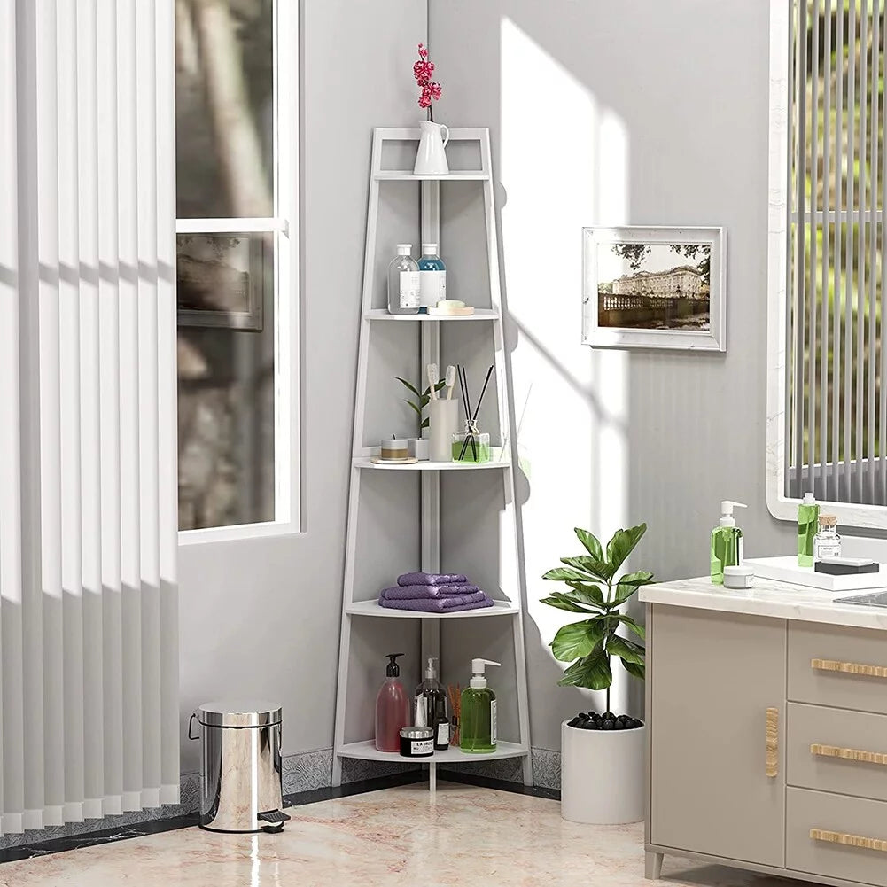 Black 5 Tier Corner Bookcase W34970