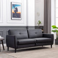 Black PU Leather Convertible Folding Sleeper Sofa Bed with Storage Box G518