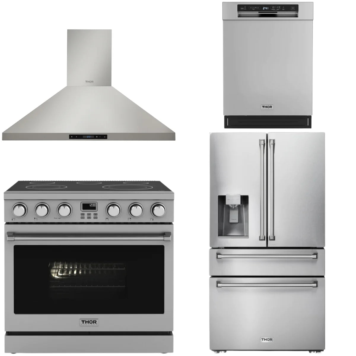 36 Electric Range, Range Hood, Refrigerator and Dishwasher X460