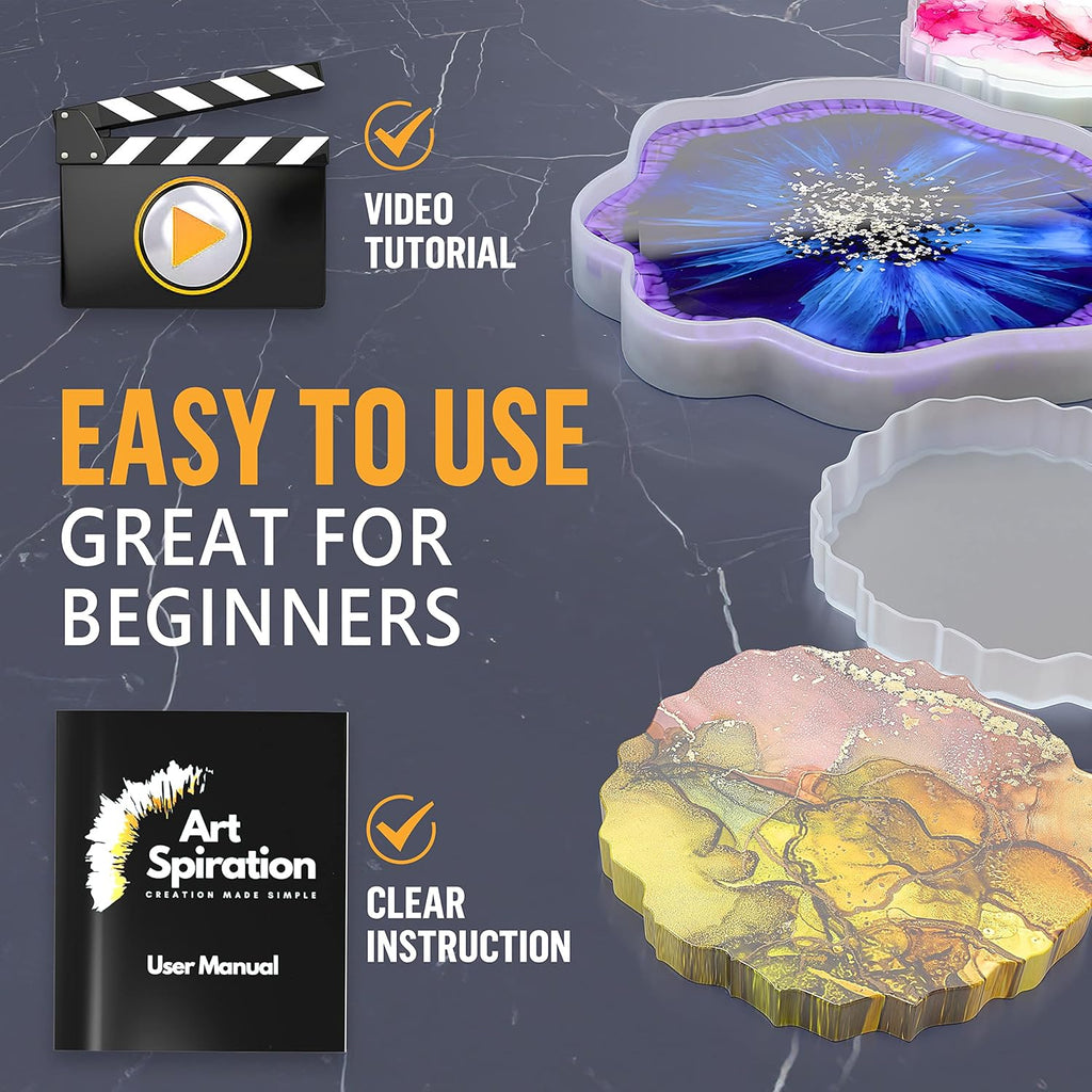 16 Oz Epoxy Resin Kit with Mica Powder, Silicone Molds, Crushed Glass E460850