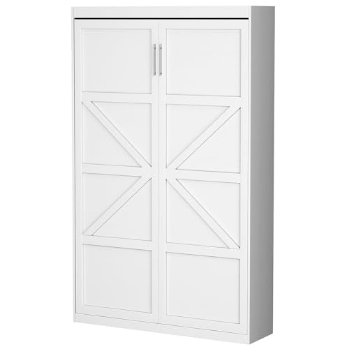 White Twin Size Murphy Wall Bed V15344
