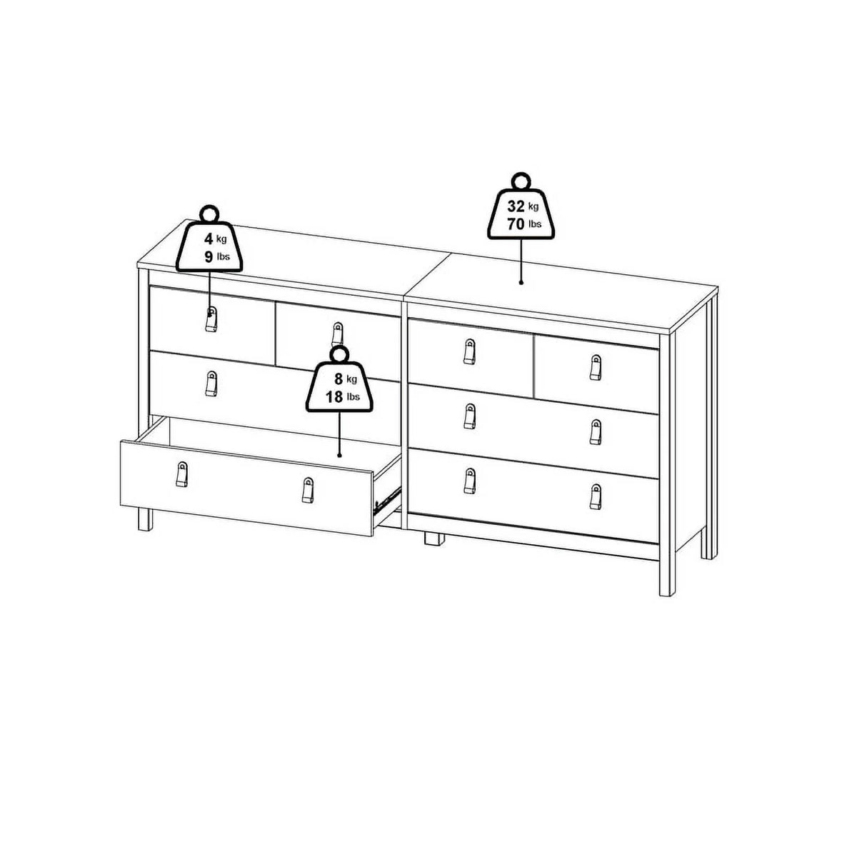 White 8 Drawer Engineered Wood Dresser Y38266